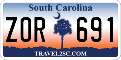 SC license plate ZOR691