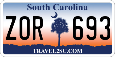 SC license plate ZOR693