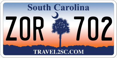 SC license plate ZOR702