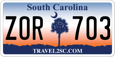 SC license plate ZOR703