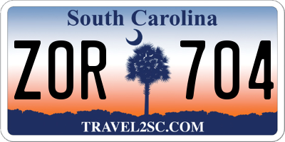 SC license plate ZOR704