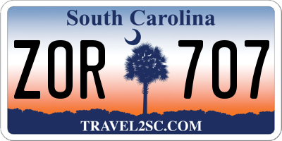SC license plate ZOR707