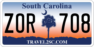 SC license plate ZOR708