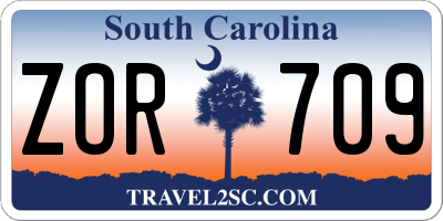 SC license plate ZOR709