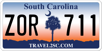 SC license plate ZOR711