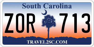 SC license plate ZOR713