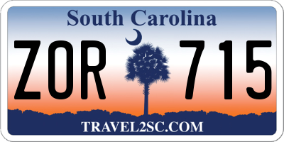 SC license plate ZOR715