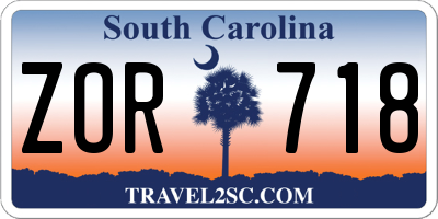 SC license plate ZOR718