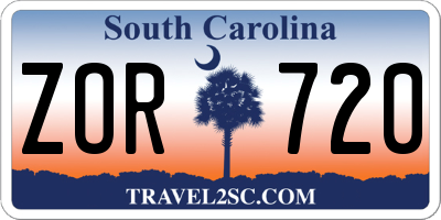 SC license plate ZOR720