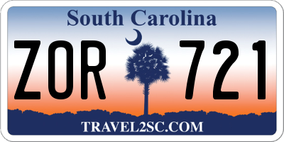 SC license plate ZOR721
