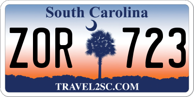 SC license plate ZOR723