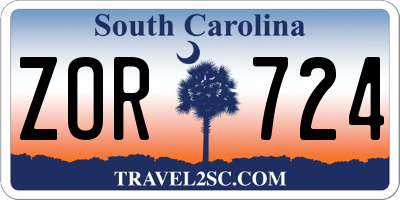 SC license plate ZOR724