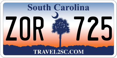 SC license plate ZOR725