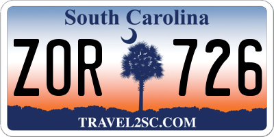 SC license plate ZOR726