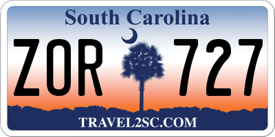 SC license plate ZOR727