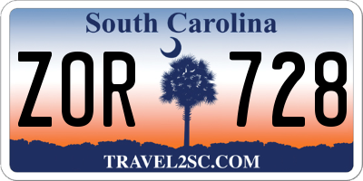 SC license plate ZOR728