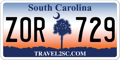 SC license plate ZOR729