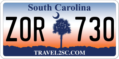 SC license plate ZOR730