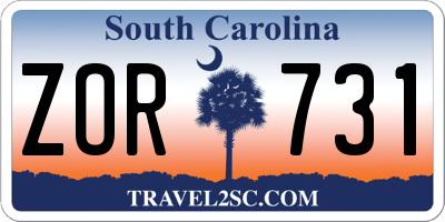 SC license plate ZOR731