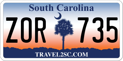 SC license plate ZOR735