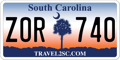 SC license plate ZOR740