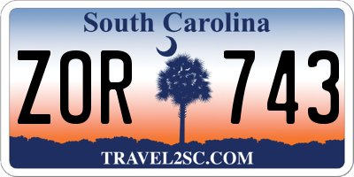 SC license plate ZOR743