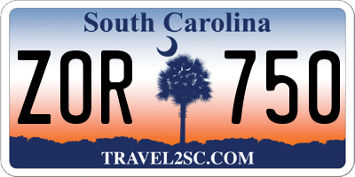 SC license plate ZOR750