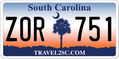 SC license plate ZOR751