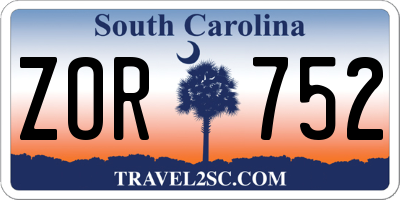 SC license plate ZOR752