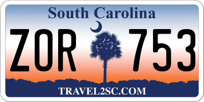 SC license plate ZOR753