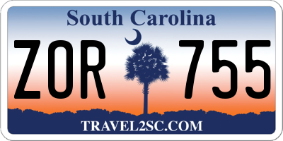 SC license plate ZOR755