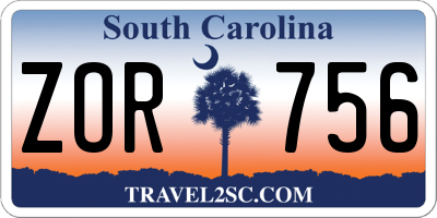 SC license plate ZOR756