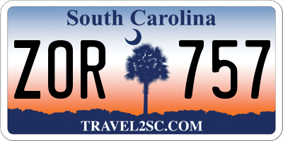 SC license plate ZOR757