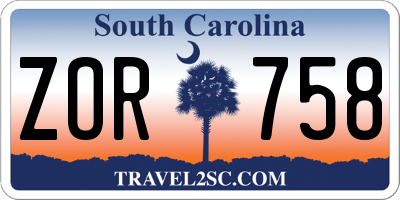 SC license plate ZOR758
