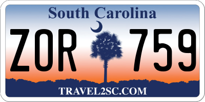 SC license plate ZOR759