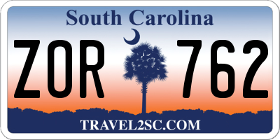 SC license plate ZOR762