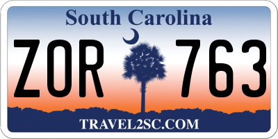 SC license plate ZOR763