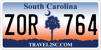SC license plate ZOR764