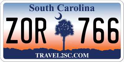 SC license plate ZOR766