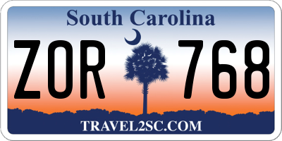 SC license plate ZOR768