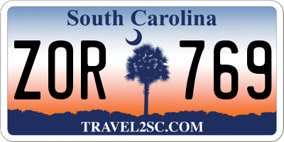 SC license plate ZOR769