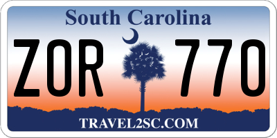 SC license plate ZOR770