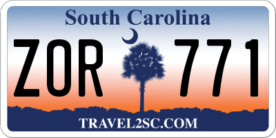 SC license plate ZOR771
