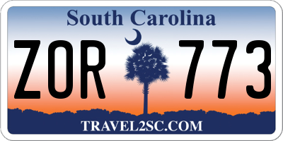 SC license plate ZOR773