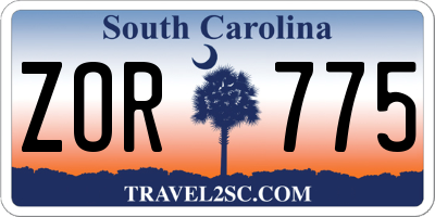 SC license plate ZOR775