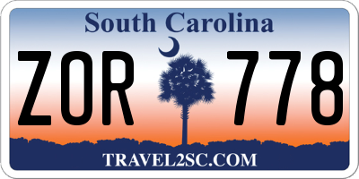 SC license plate ZOR778