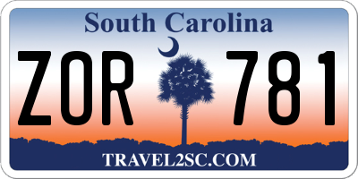 SC license plate ZOR781