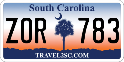SC license plate ZOR783