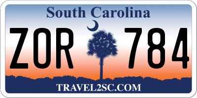 SC license plate ZOR784