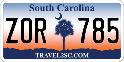 SC license plate ZOR785